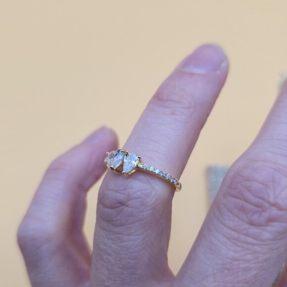 Size 6 Gold Plated Over Sterling Silver Bright Cubic Zirconia Gems Ring A4759 - Picture 5 of 9